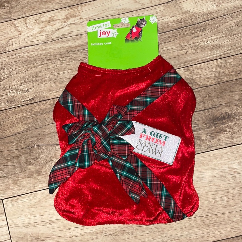New Petco holiday Christmas cat animal feline coat costume one size